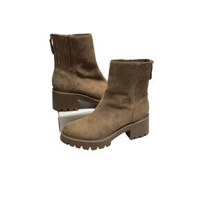 Dolce Vita Hopper Light Tan Leather Suede Ankle Zip Chunky Boots Women’s Size 9M